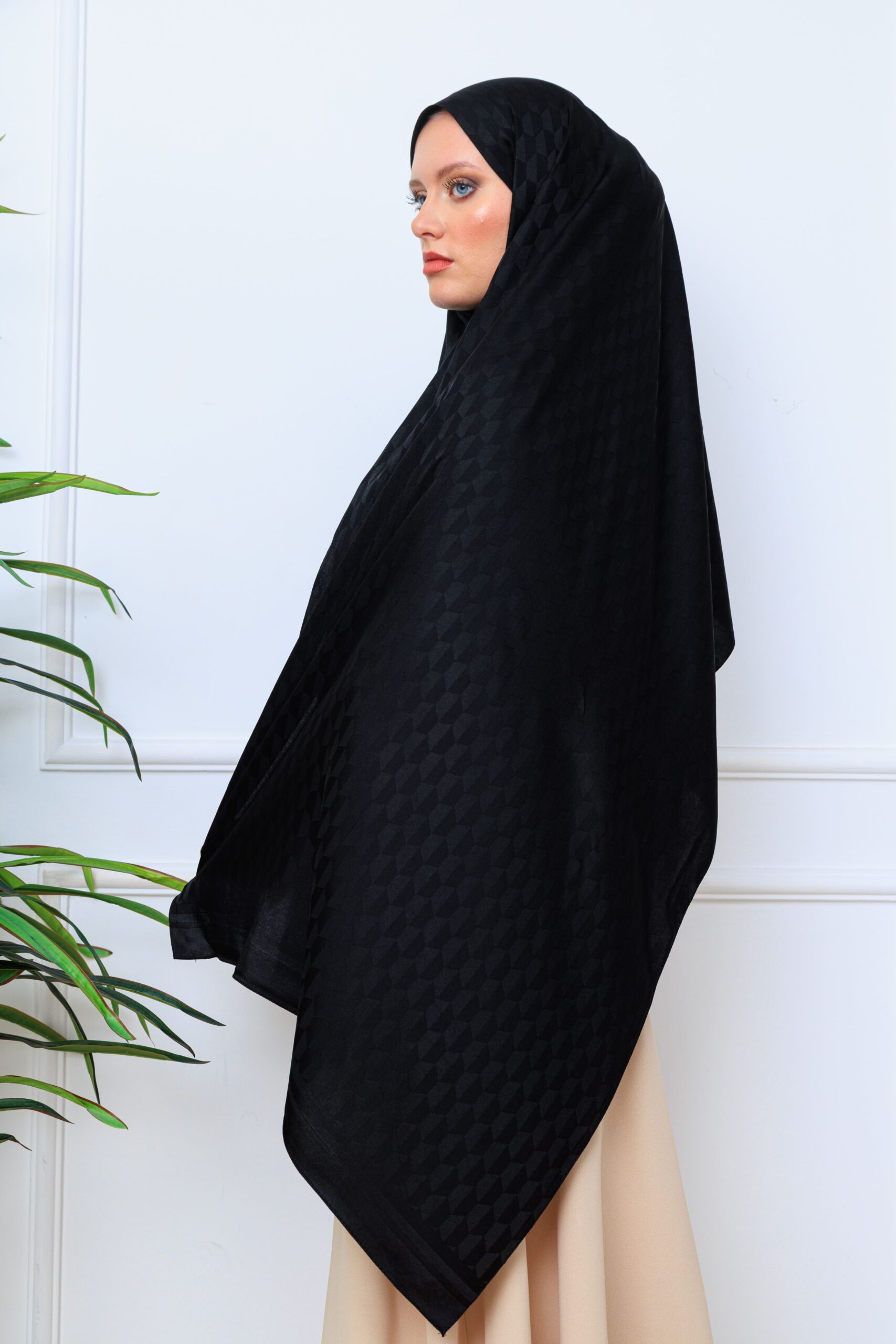 Qoza Desen İpeksi Jakar Şal - Siyah - Görsel 3