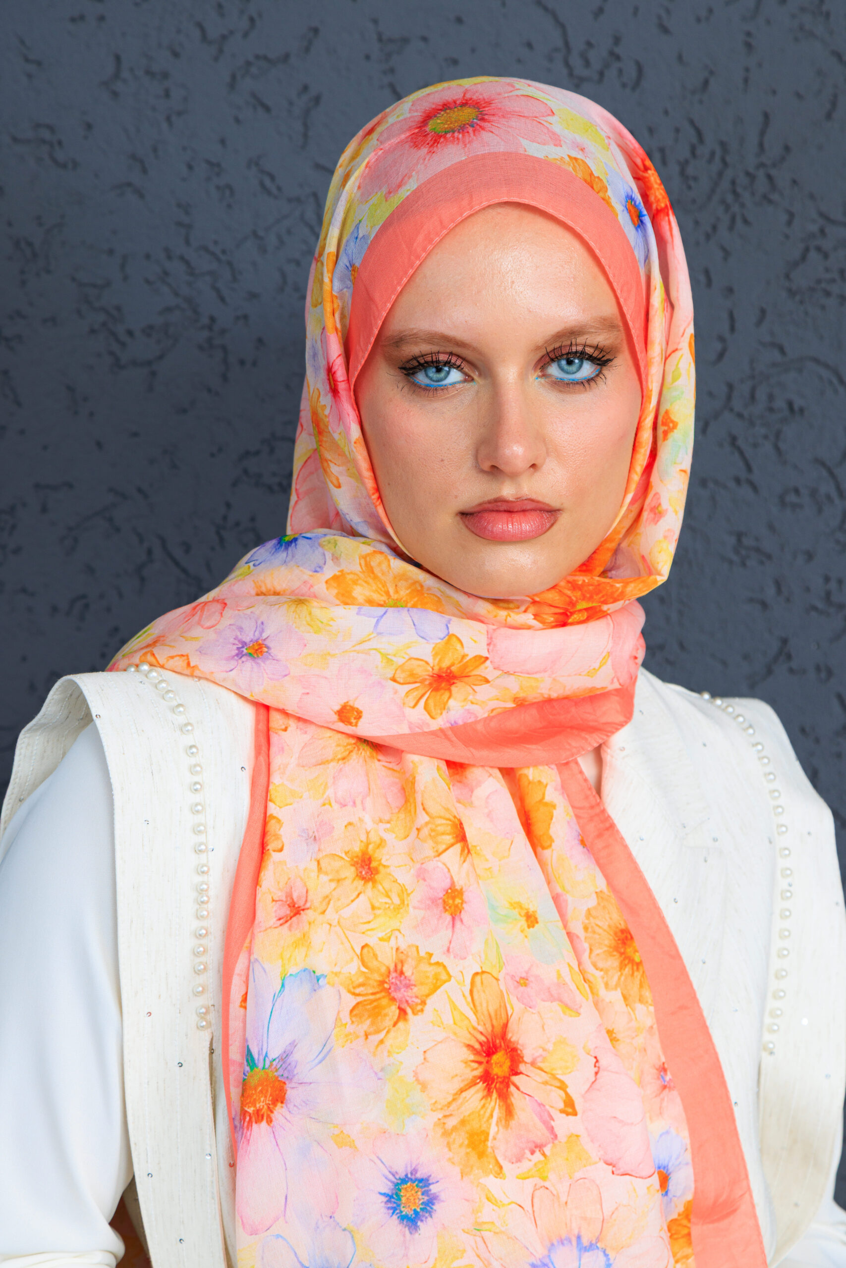 Eleya Şal Serisi - 469-008 - V- 5 -  Portakal - Görsel 2