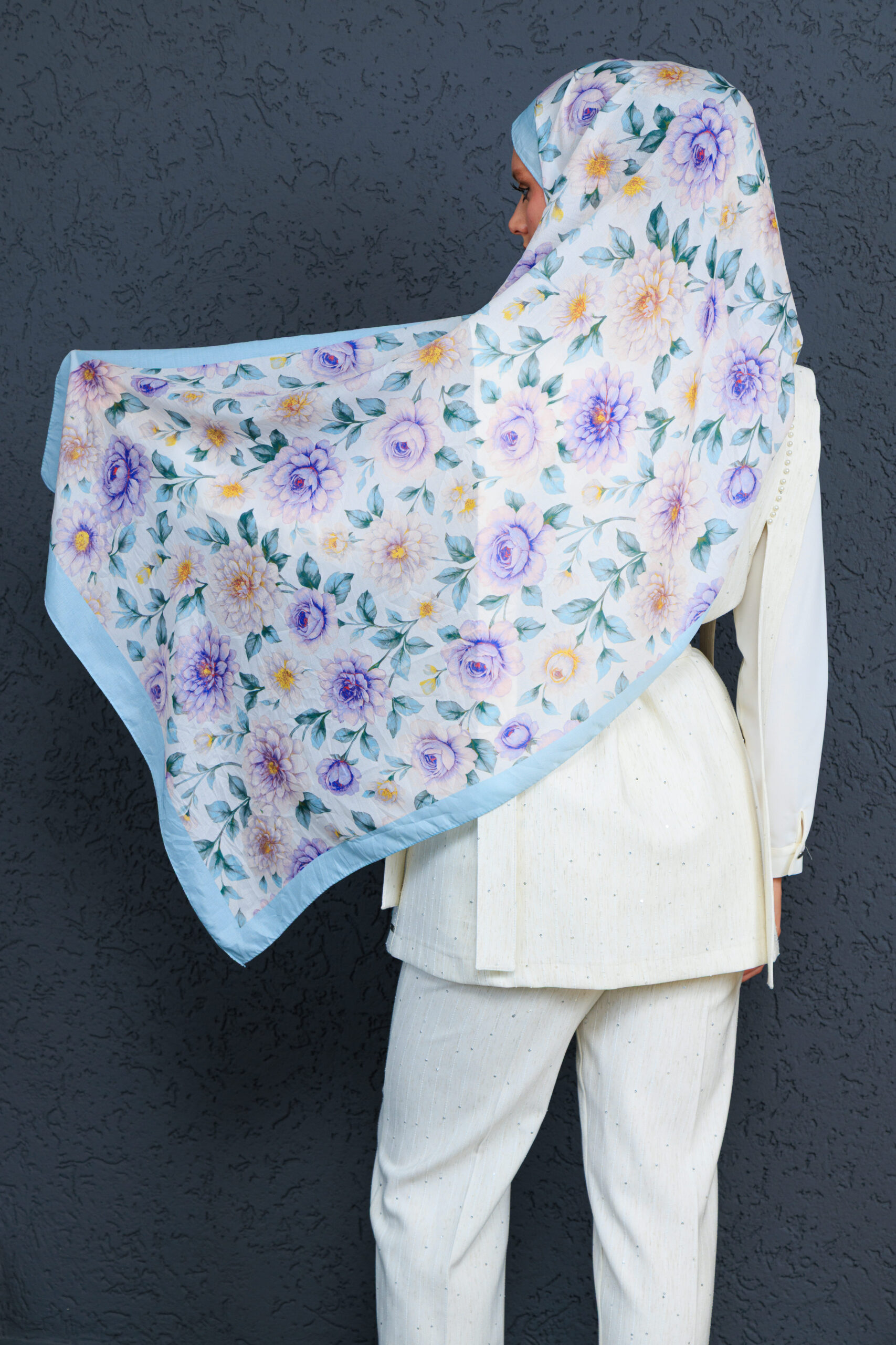 Eleya Şal Serisi - 469-008 - V- 6 -  Gök Mavi - Görsel 3