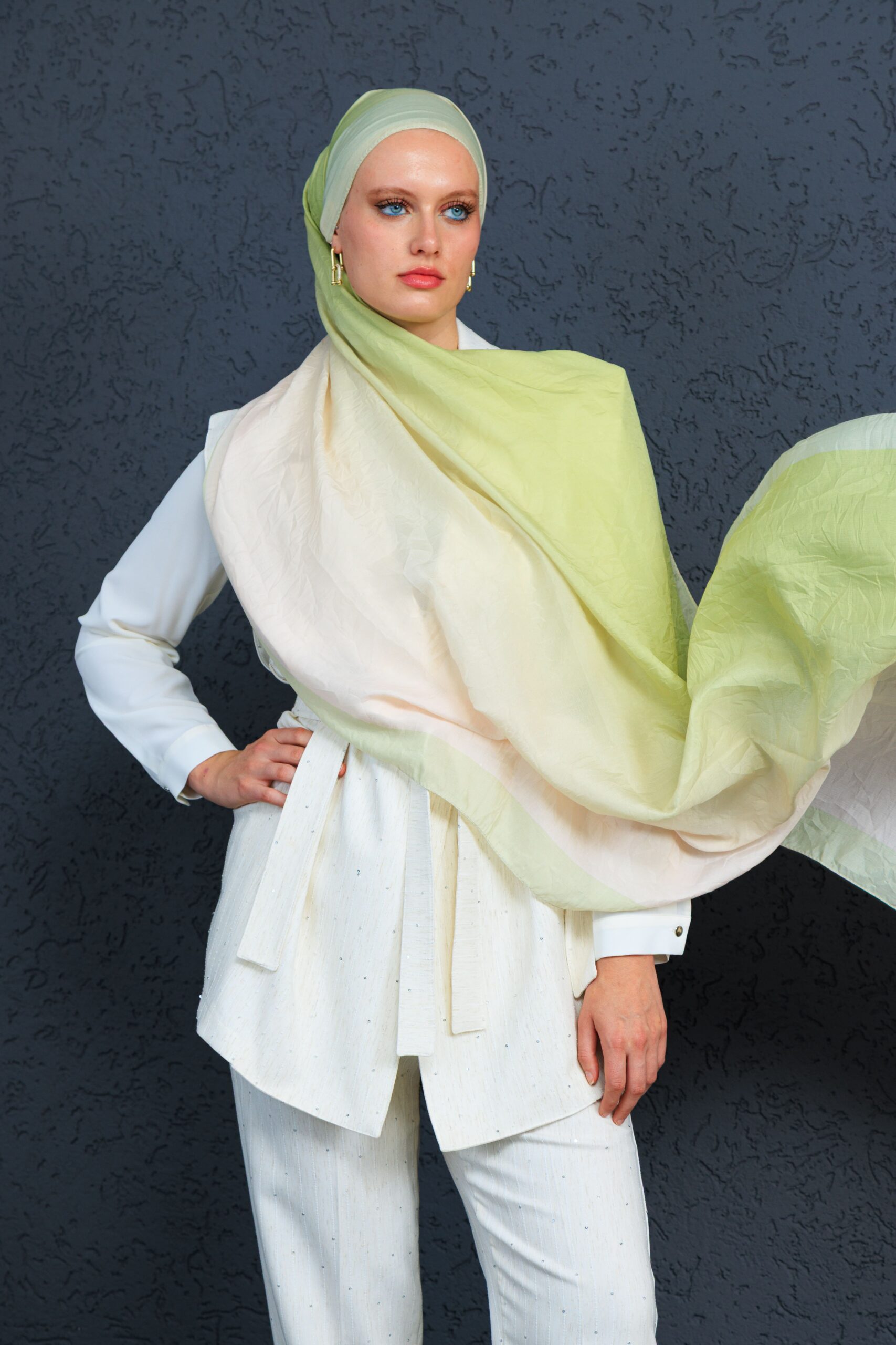 Lodos Şal Serisi- Z-2240 - V-17  - Zeytin Yeşil