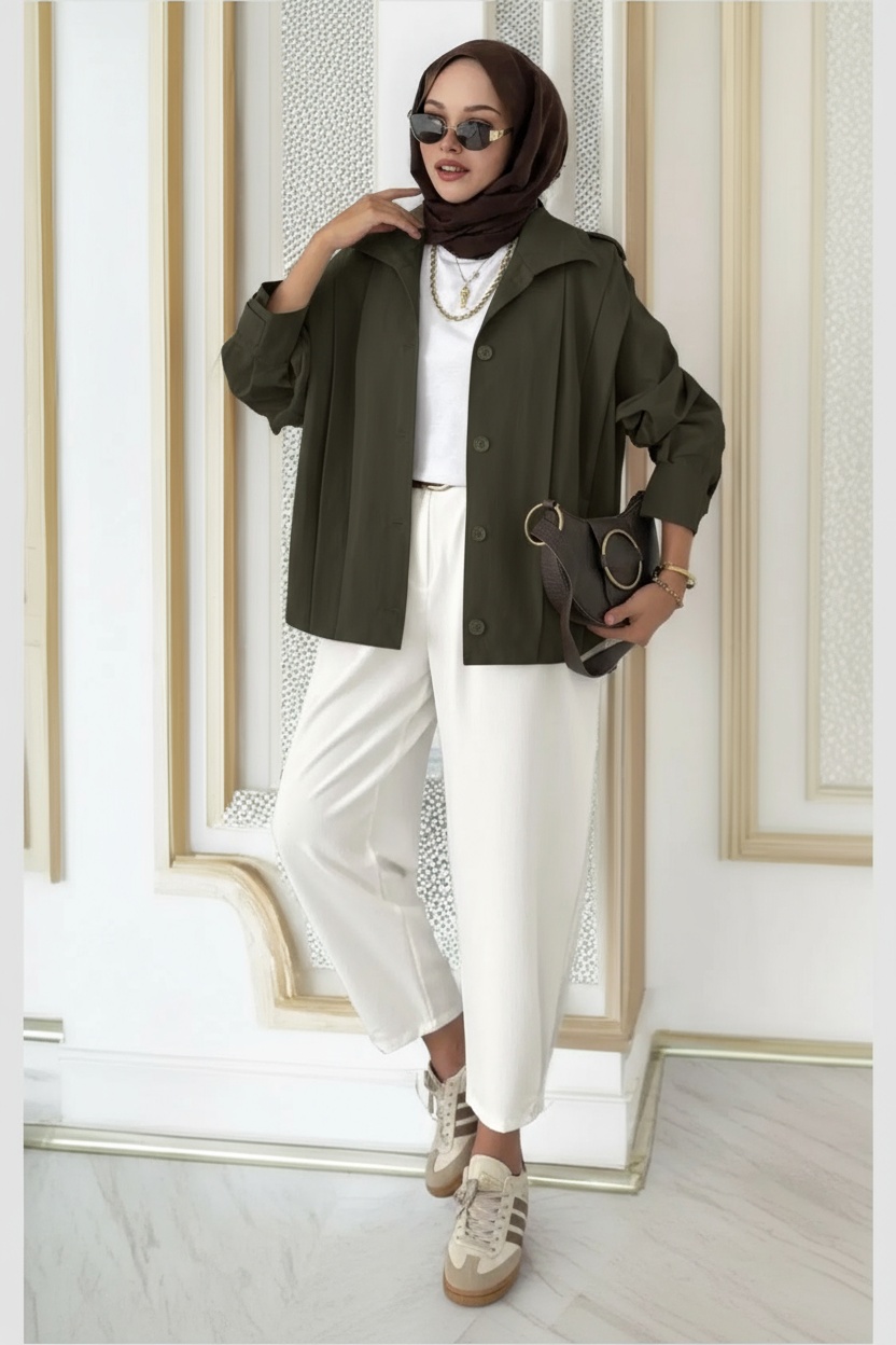 Zara Bomber Trençkot  DŞ100237 - Koyu Haki