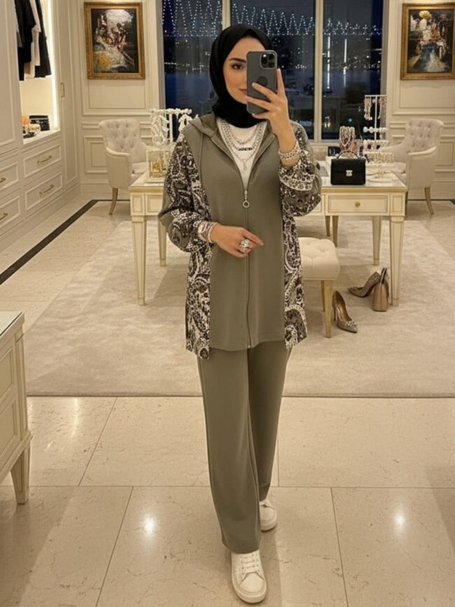 Premium Aspera BÜYÜK BEDEN  İkili Takım TK100250  - Haki