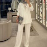 Fermuarlı Basic İkili Takım BÜYÜK BEDEN TK2962  - Beyaz İnci