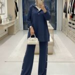 Premium Oysho Çıtçıtlı ı İkili Takım TK100242  - Lacivert