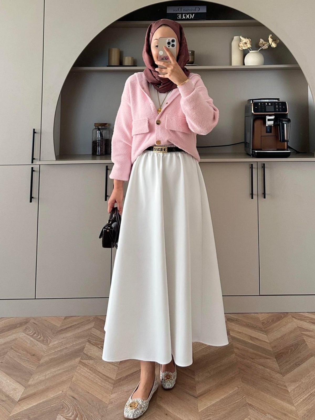 Scuba Kloş Kesim Etek  ETK100260  - Beyaz - Görsel 2