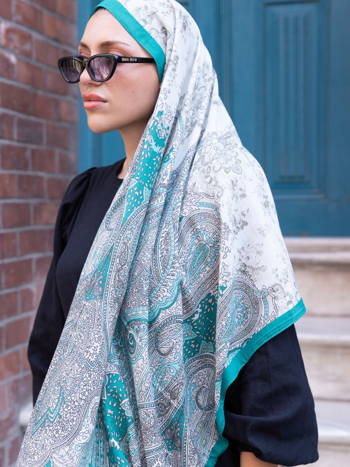 Etnik Etro Desen Pamuk Soft Şal 61534 - Soft Yeşil - Görsel 2