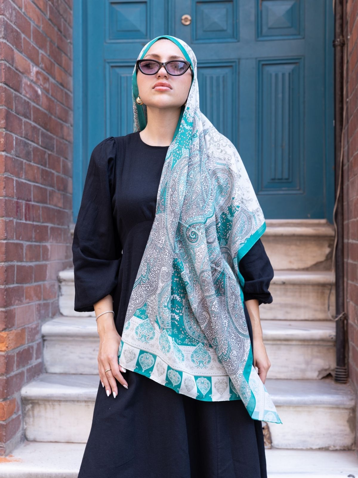 Etnik Etro Desen Pamuk Soft Şal 61534 - Soft Yeşil - Görsel 4