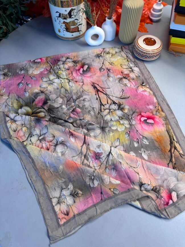 Flowers Kraş Desenli Şal - ŞL100234 - Küllü
