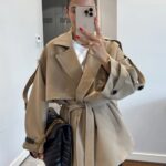 Oversize Omuz Detay  Trençkot DŞ100235 - Camel