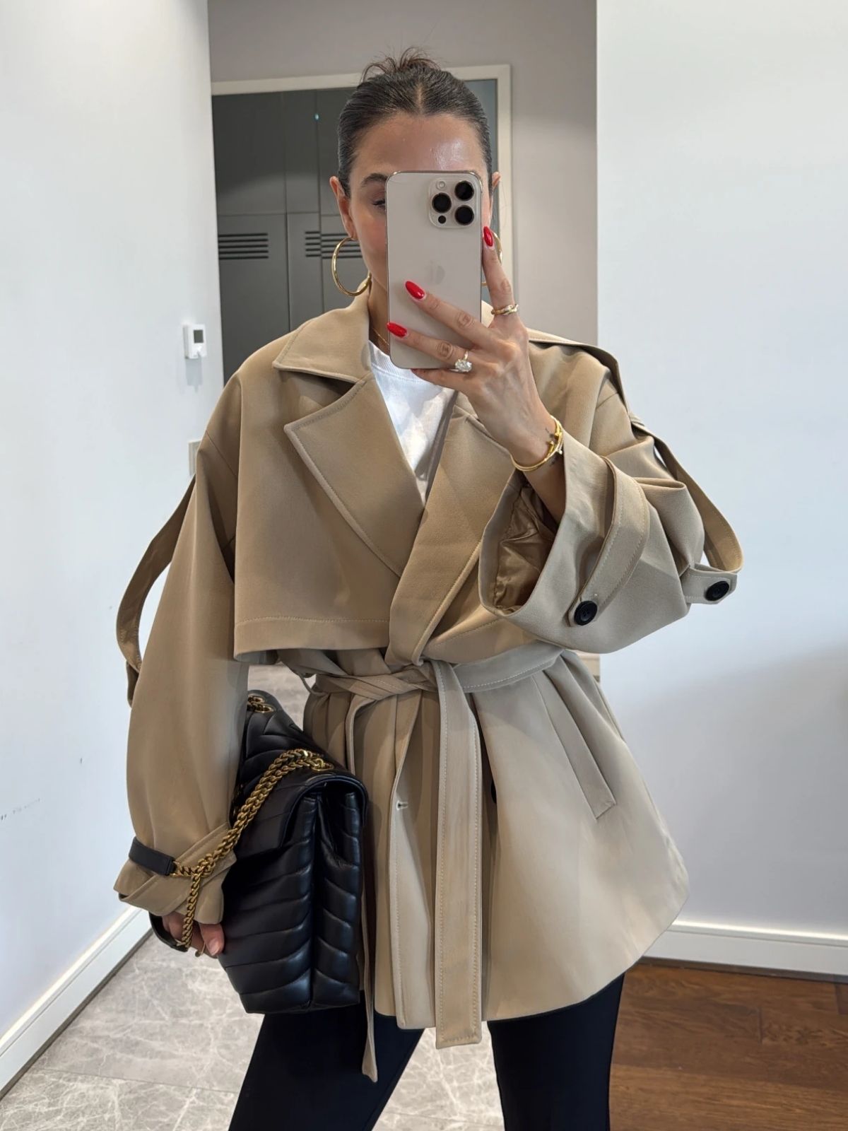 Oversize Omuz Detay Trençkot DŞ100235 - Camel