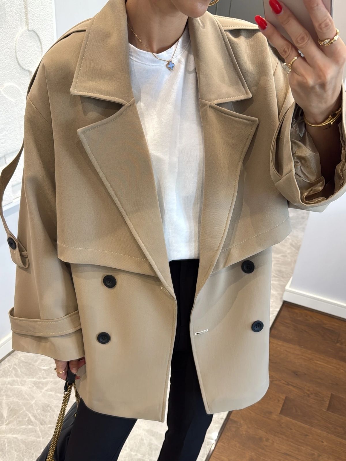 Oversize Omuz Detay Trençkot DŞ100235 - Camel - Görsel 2