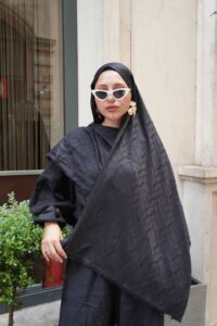 Valentino Çift Taraflı İtalyan Pamuk İpek Şal 44117 - Siyah