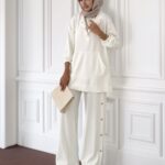 Premium Oysho Çıtçıtlı ı İkili Takım TK100242  - Beyaz