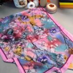 Flowers Kraş Desenli Şal - ŞL100234- Pamuk Şekeri