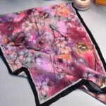 Flowers Kraş Desenli Şal -ŞL100234 - Siyah İnci