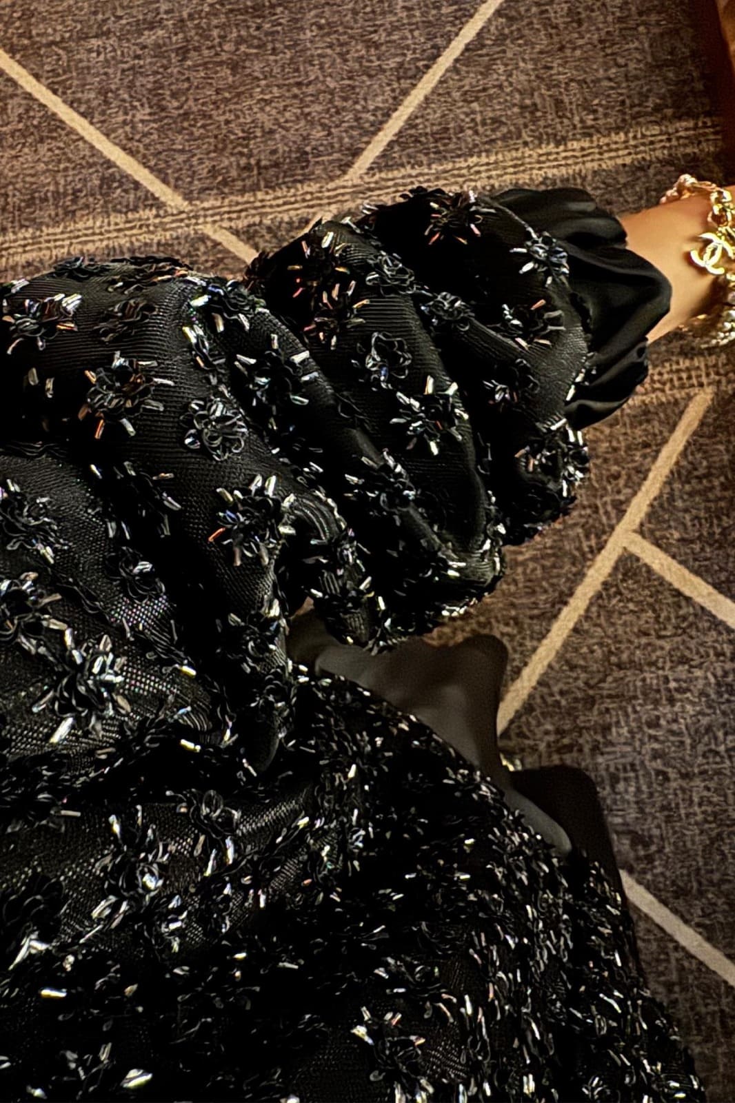 Aura Payetli Saten Ceket CKT100264 - Siyah - Görsel 3