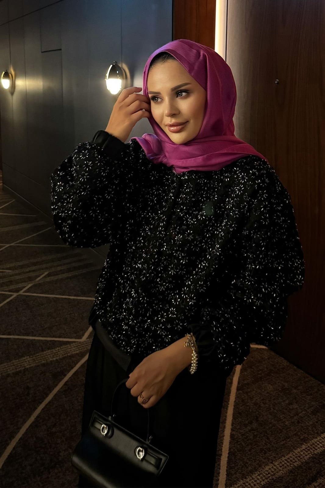 Aura Payetli Saten Ceket CKT100264 - Siyah - Görsel 2