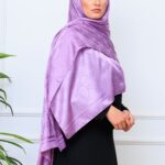 G Desen Pamuk İpeksi Jakar Şal - Lavanta