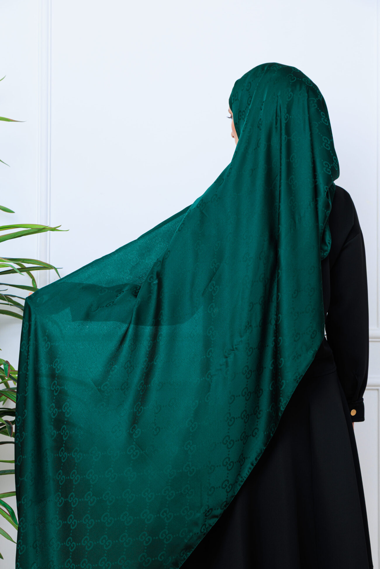 G Desen Pamuk İpeksi Jakar Şal - Zümrüt - Görsel 2