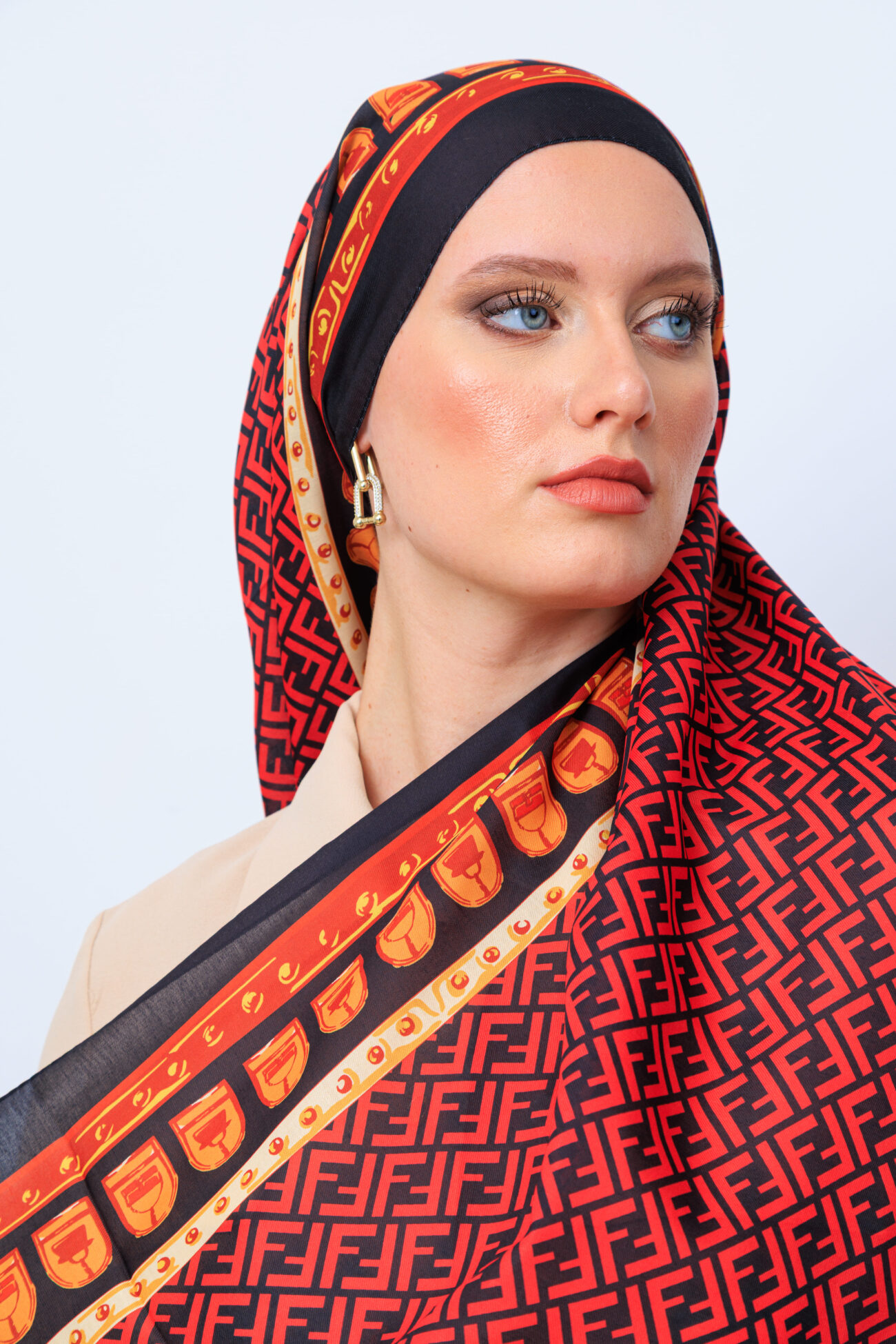 Fendi Monogram Pamuk Soft Şal 64302 - Bordo