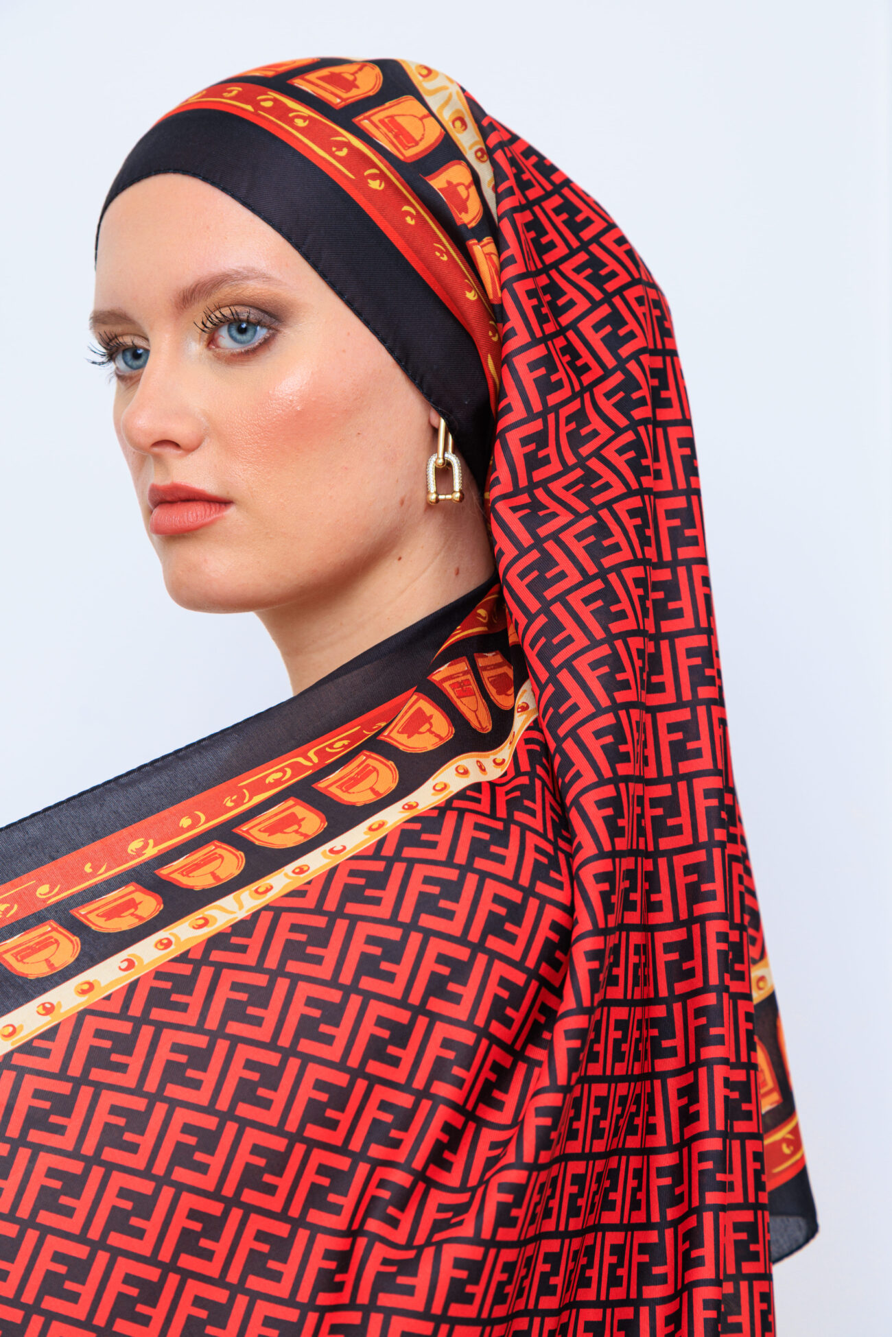 Fendi Monogram Pamuk Soft Şal 64302 - Bordo - Görsel 2