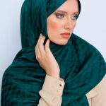 Qoza Desen İpeksi Jakar Şal - Zümrüt