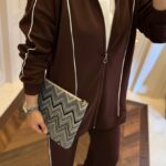 Premium Oysho Şeritli İkili Takım TK100244  -Acı Kahve