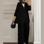 Premium Oysho Çıtçıtlı ı İkili Takım TK100242  - Siyah