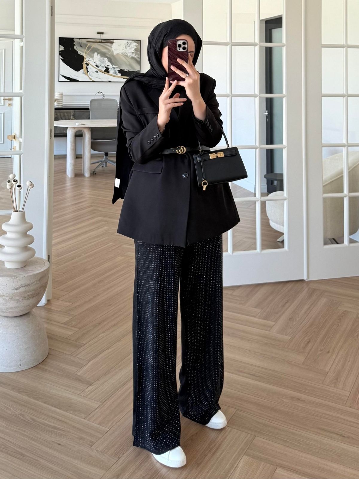 Taşlı Triko Pantolon PNT100293 - Siyah