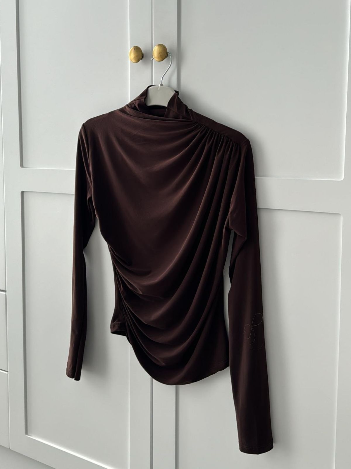 Drapeli Tasarım Bluz  BLZ100297 - Kahve