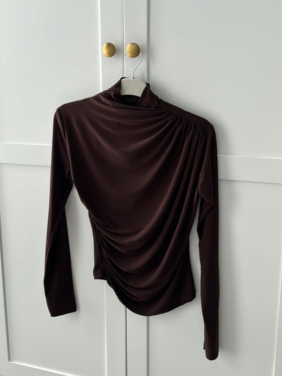 Drapeli Tasarım Bluz  BLZ100297 - Kahve - Görsel 2