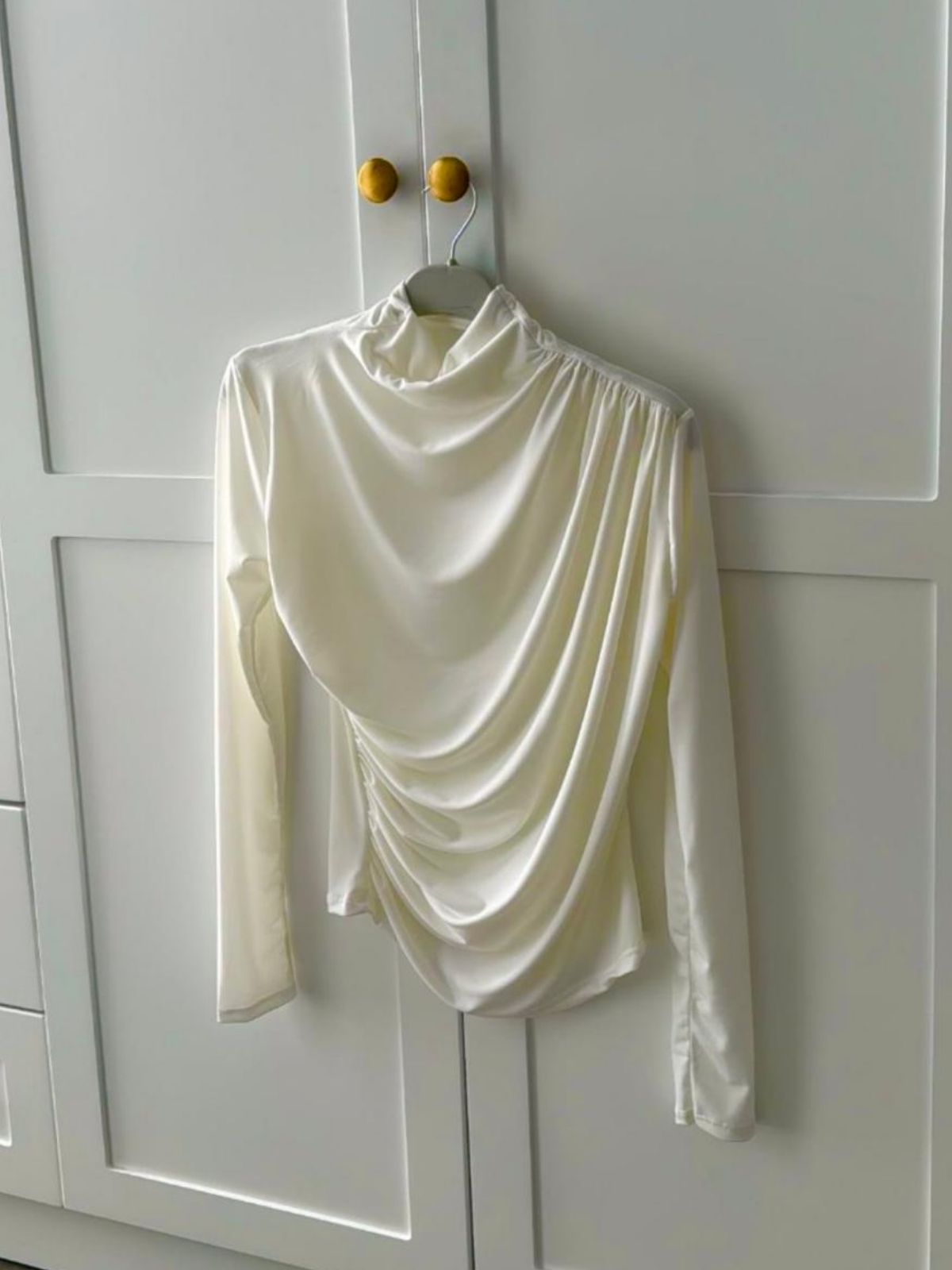 Drapeli Tasarım Bluz  BLZ100297 - Bej