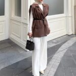 Vatka Detaylı Yelek (Kemer Hediyeli)  DŞ100298 - Acı Kahve