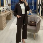 Premium Cep Fermuarlı Oysho İkili Takım TK100300  - Kahve