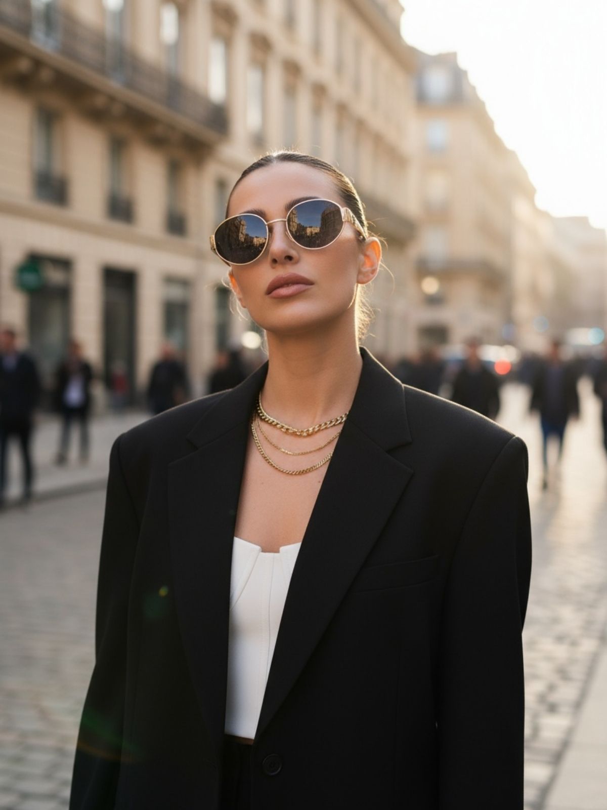 Celine Original Premium Full Set Geometrik Güneş Gözlüğü AKS100368 - Gold Kahve