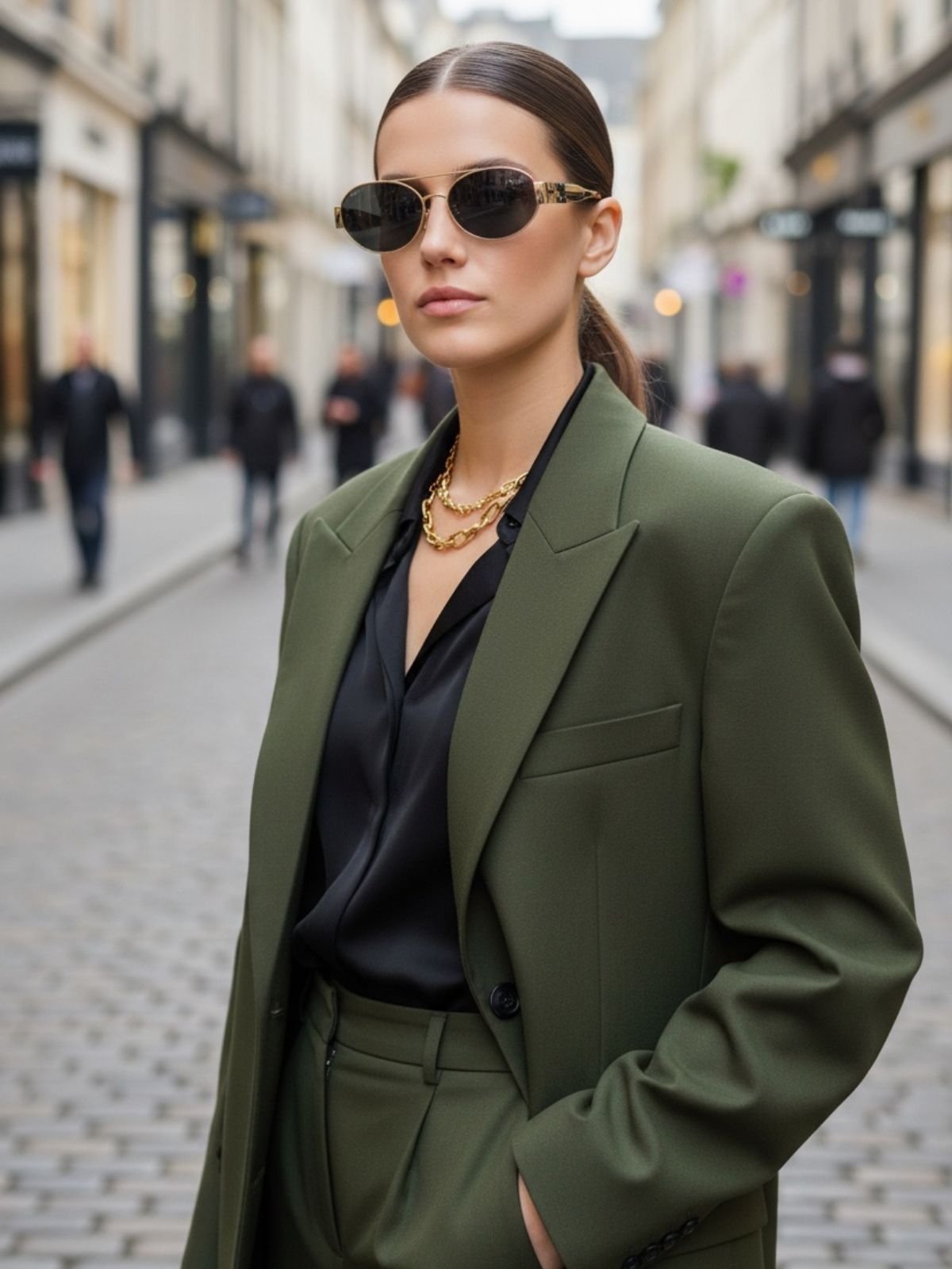 Celine Original Premium Full Set Geometrik Güneş Gözlüğü AKS100368 - Gold Siyah