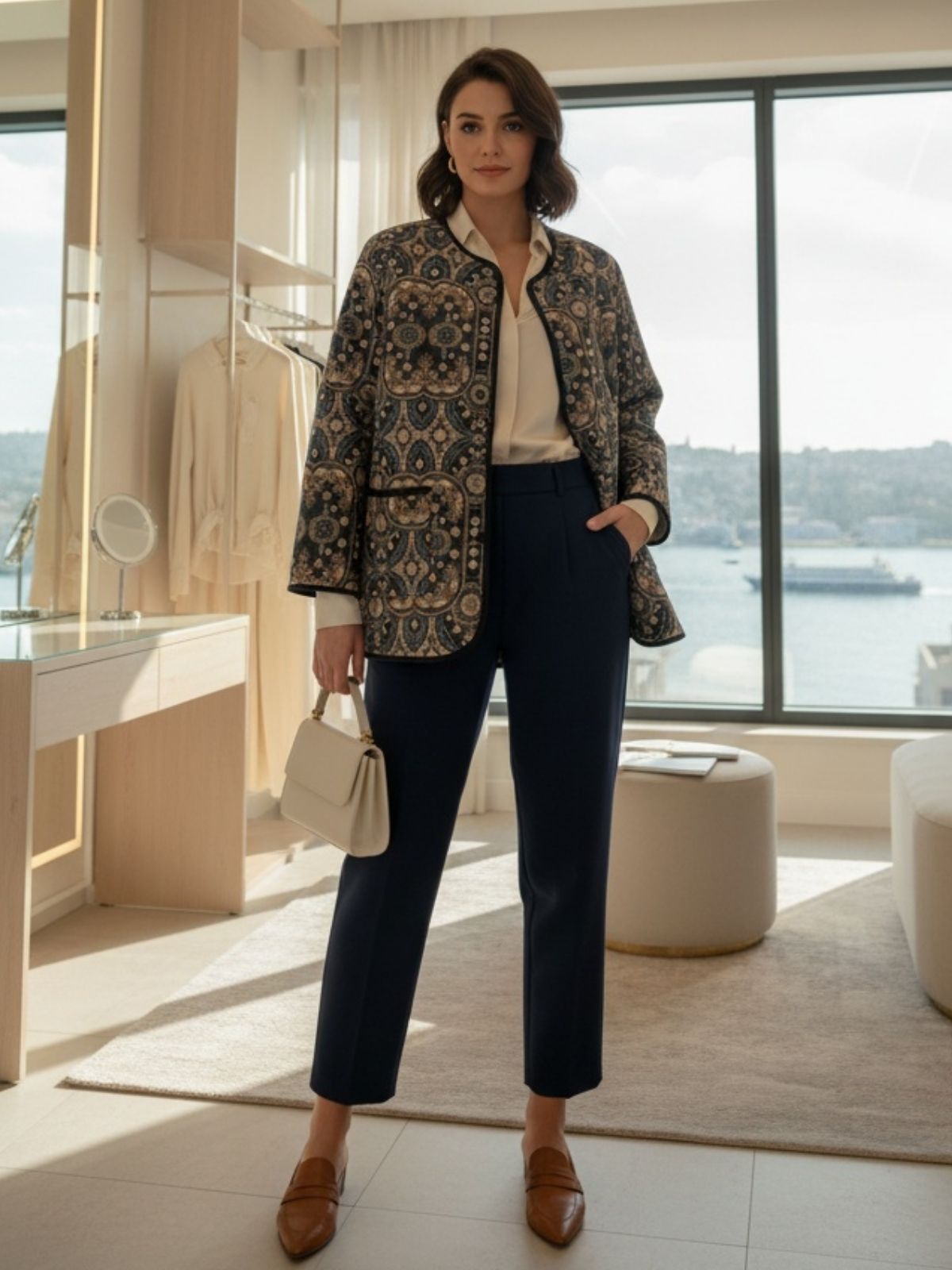 Premium Etnik Tasarım Ceket CKT100366  - Siyah