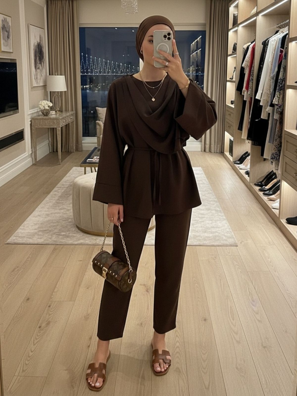 Pelerin İkili Takım TK100350  - Kahve