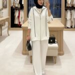 Premium Oysho Şeritli İkili Takım TK100244  -Beyaz