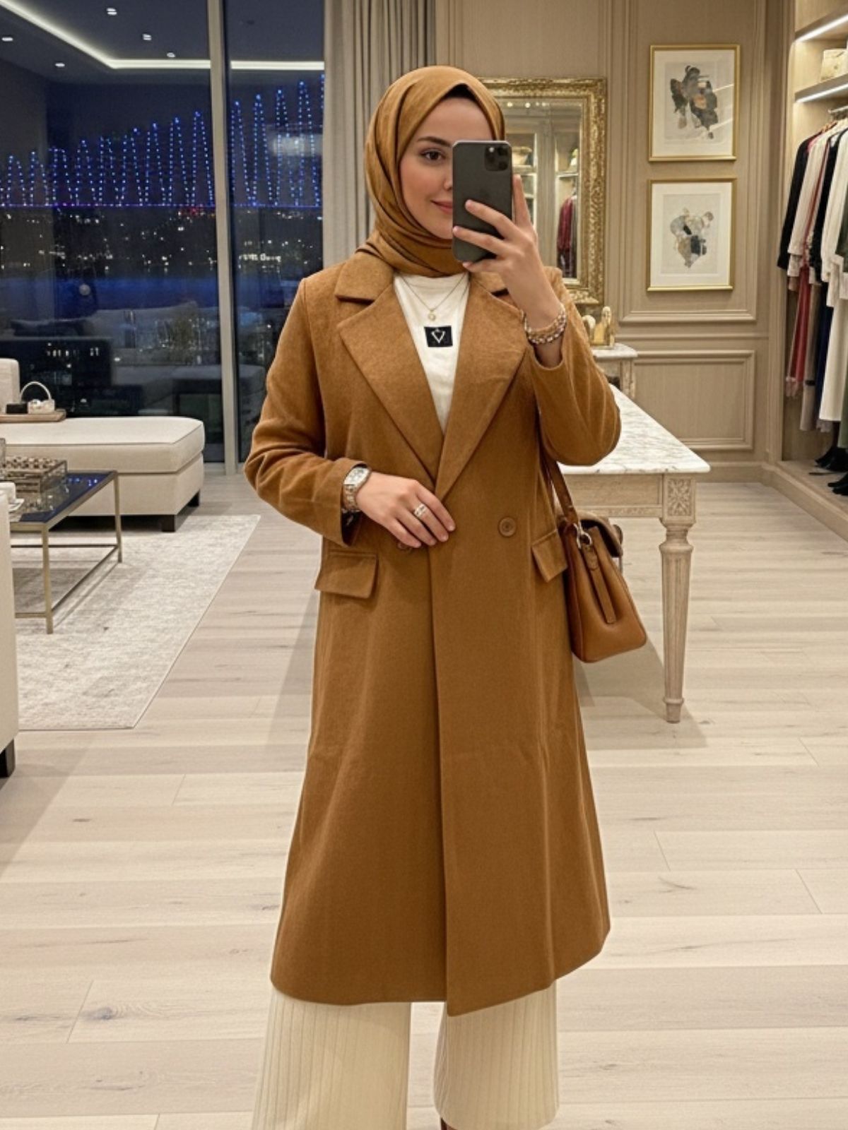 Kaşe Cepli Kaban CKT100407- Taba - Görsel 2