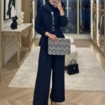 Oysho Premium Kemer Detay Palazzo İkili Takım TK2975  - Lacivert