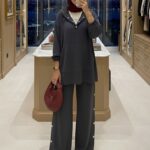 Premium Oysho Çıtçıtlı İkili Takım TK100242  - Füme