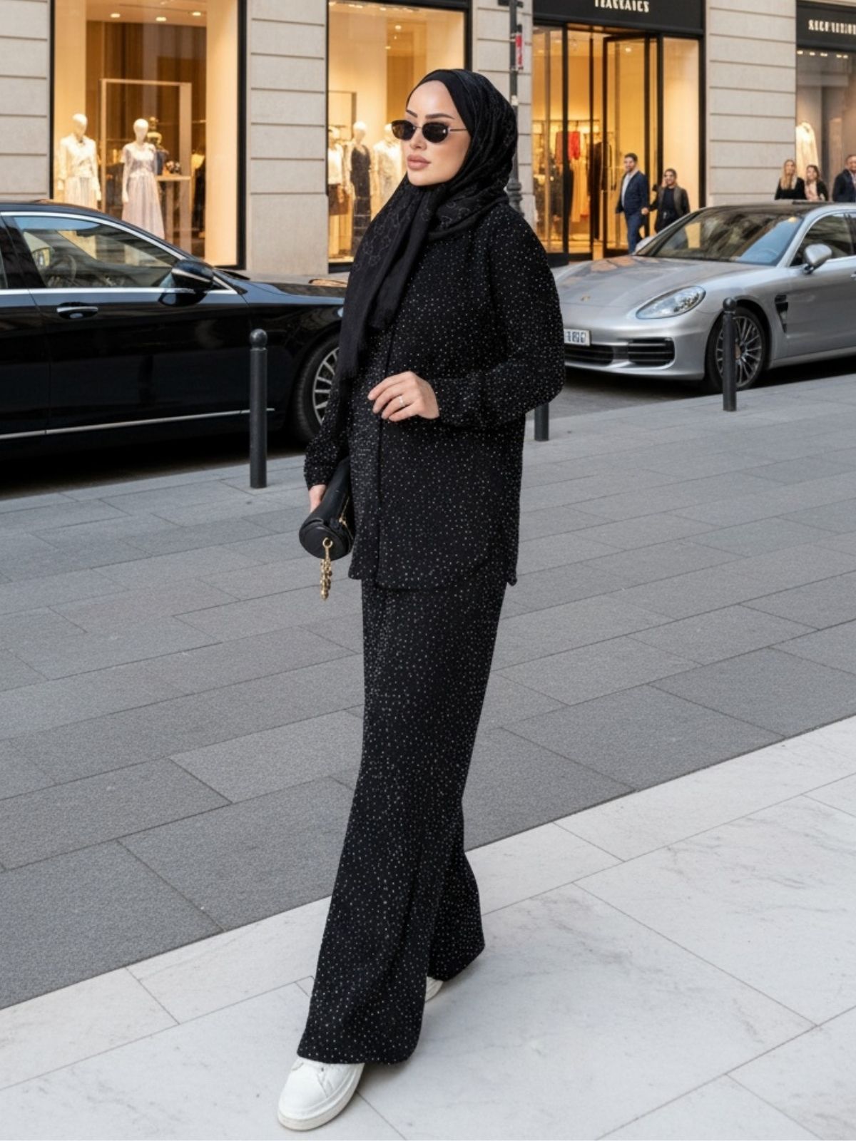 Lola Taşlı İkili Takım (Şal Hediye)TK100413  - Siyah - Görsel 2