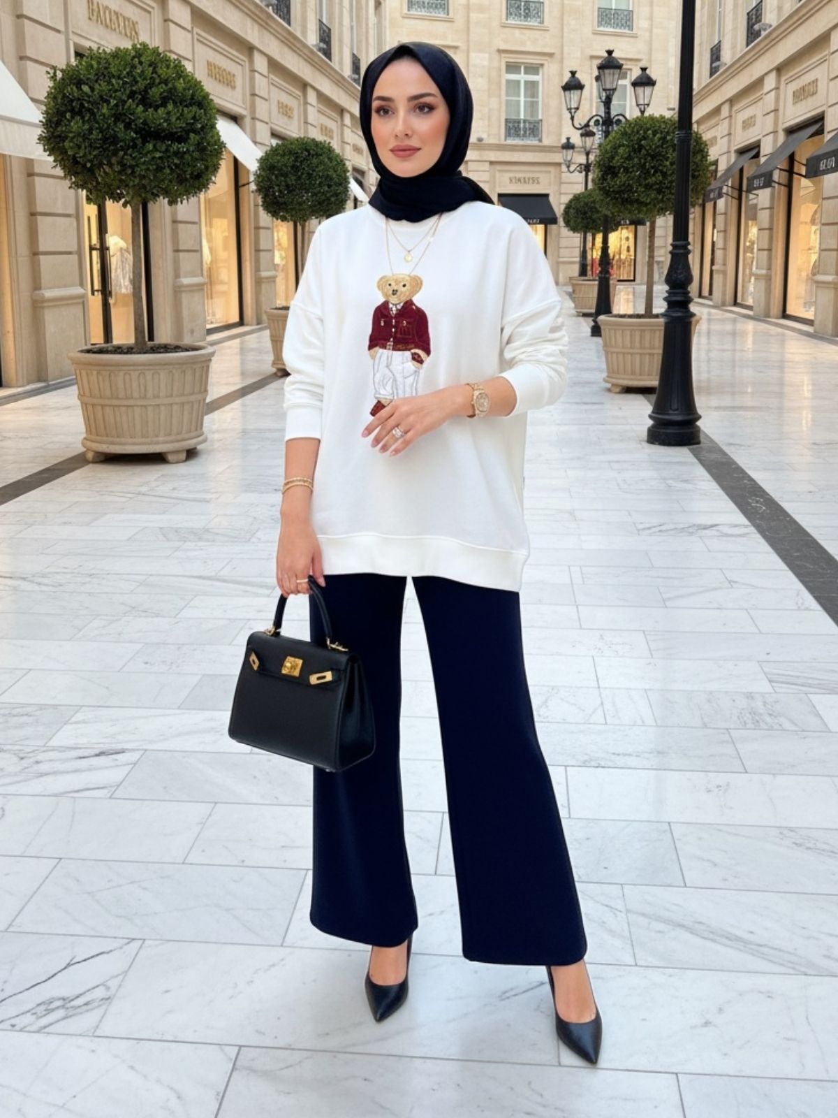 Moniy Ayıcık Detay Sweat SWT100448  - Beyaz