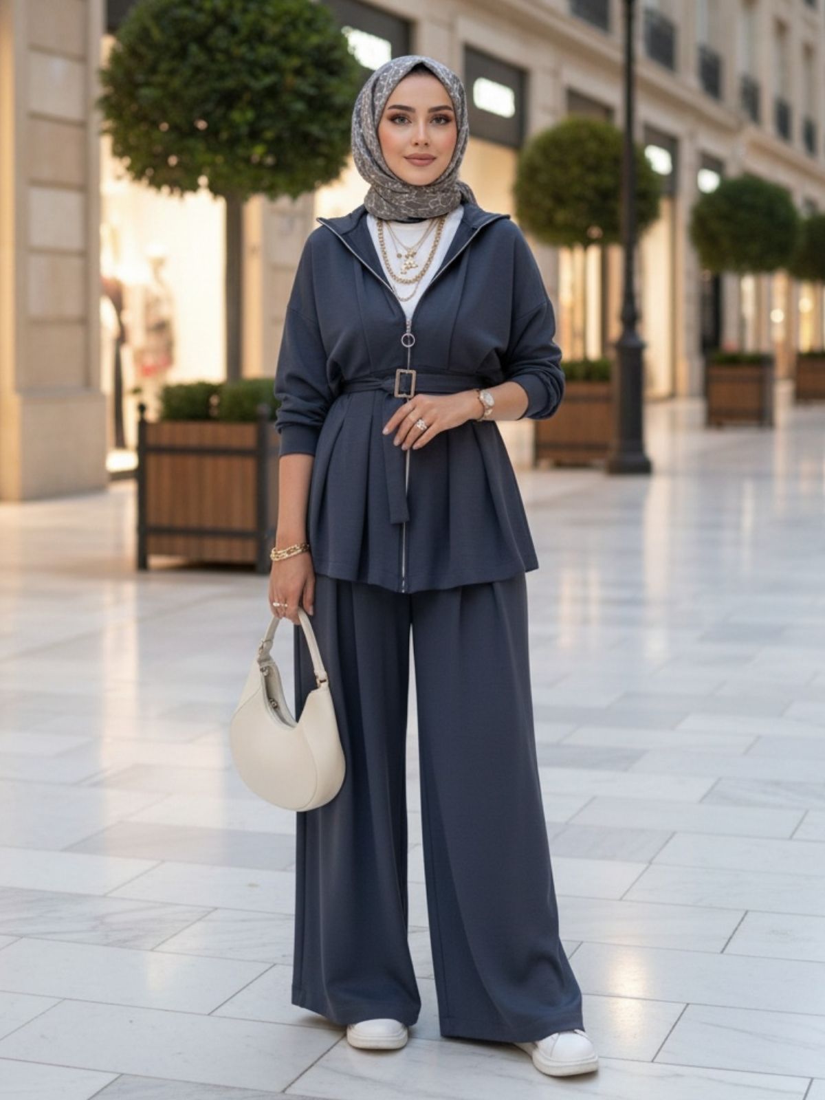 Oysho Premium Kemer Detay Palazzo İkili Takım TK2975  - Füme