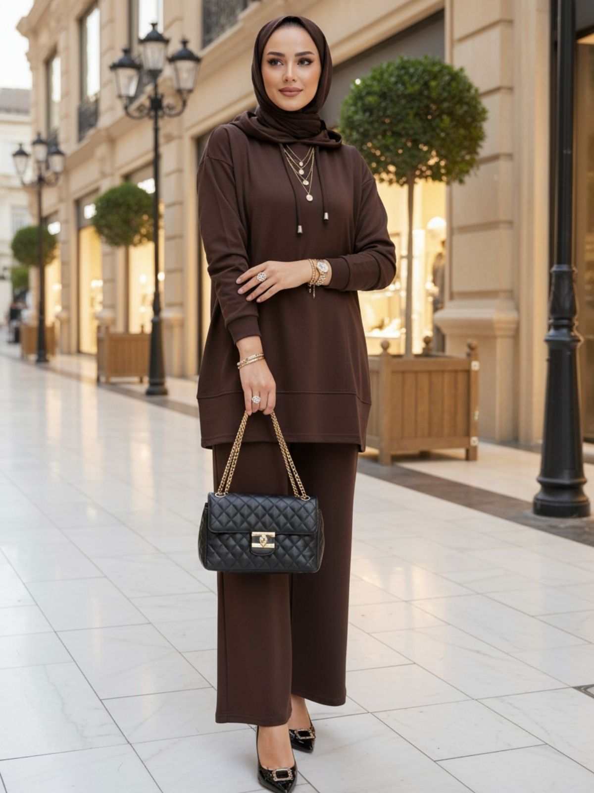 Premium Oysho Edoril İkili Takım TK100255 - Acı Kahve