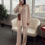 Premium Çıtçıtlı Dotta İkili Takım TK100301  - Bej