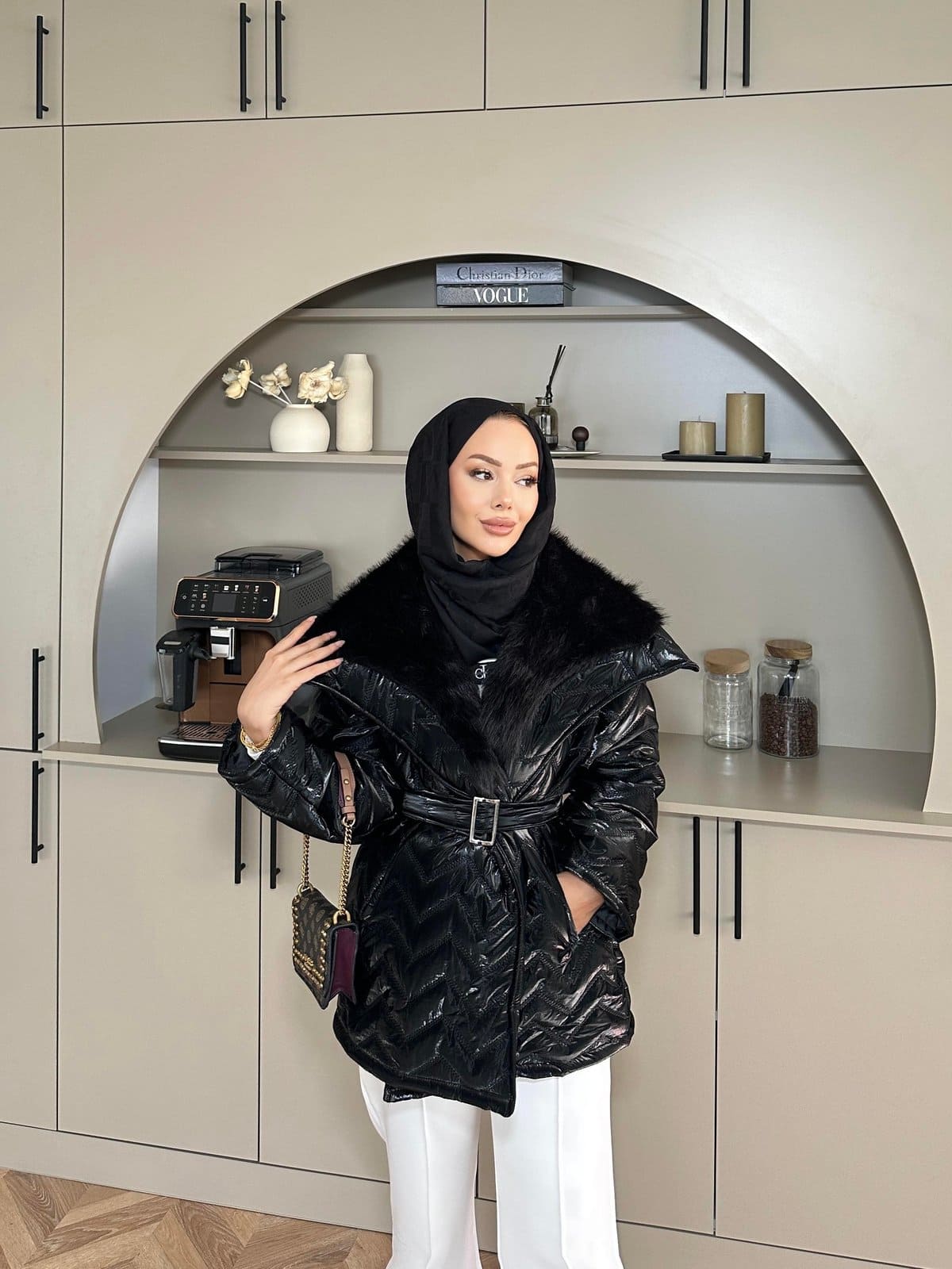 Pena Kürk Yaka Detaylı Mont DŞ100285 - Siyah - Görsel 2