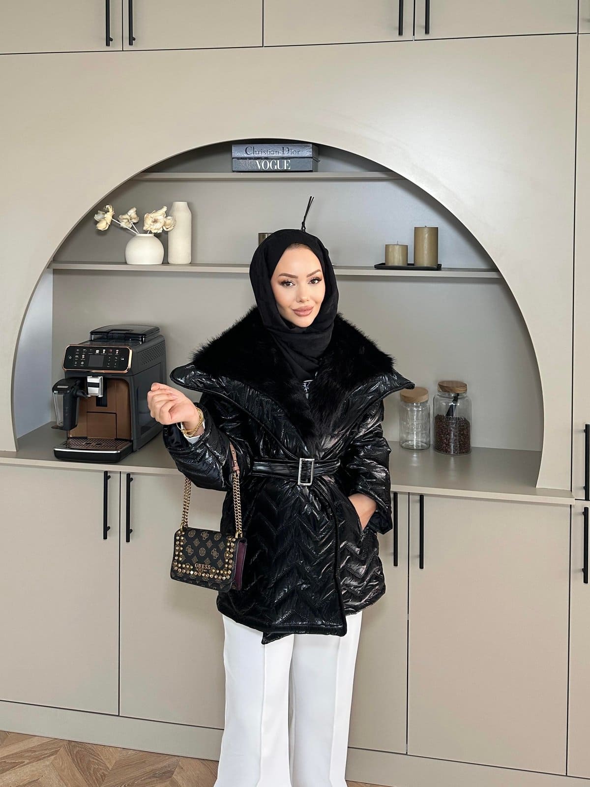 Pena Kürk Yaka Detaylı Mont DŞ100285 - Siyah