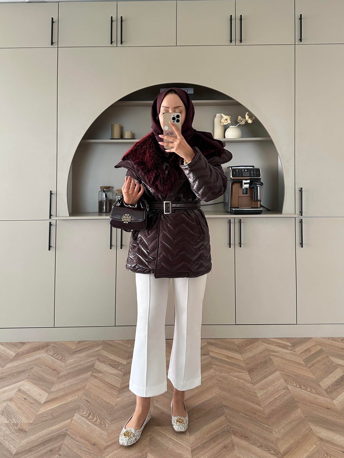 Pena Kürk Yaka Detaylı Mont DŞ100285 - Bordo - Görsel 3